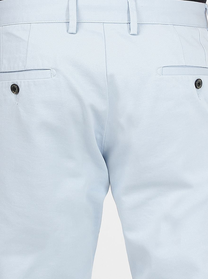 Light Blue Solid Uno Fit Casual Trouser | JadeBlue