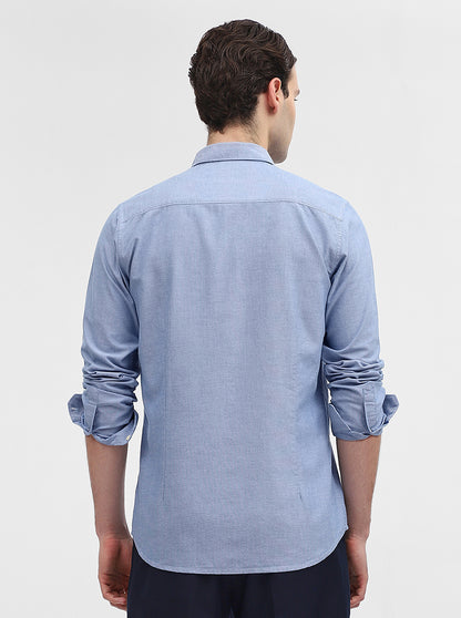 Blue Solid Slim Fit Casual Shirt | JadeBlue