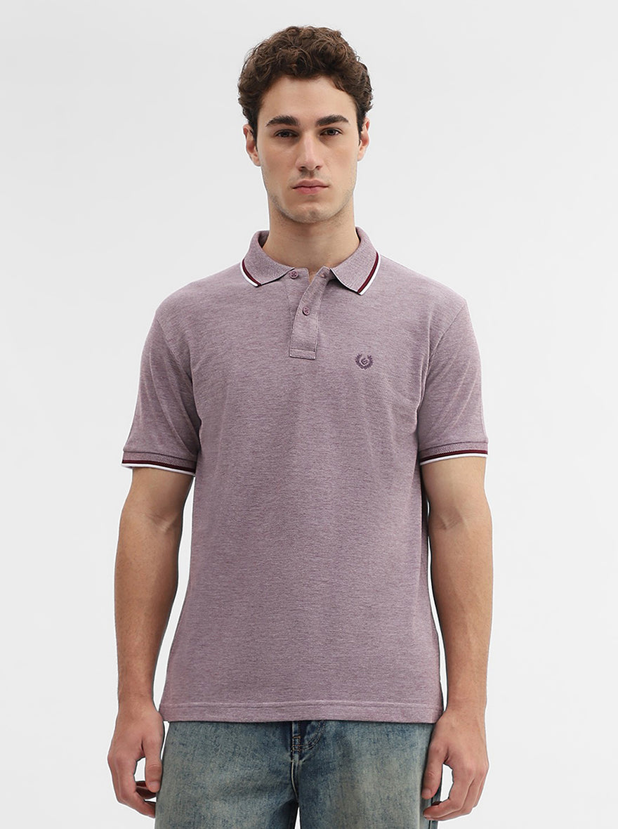 Light Purple Solid Slim Fit Polo T-Shirt | Greenfibre