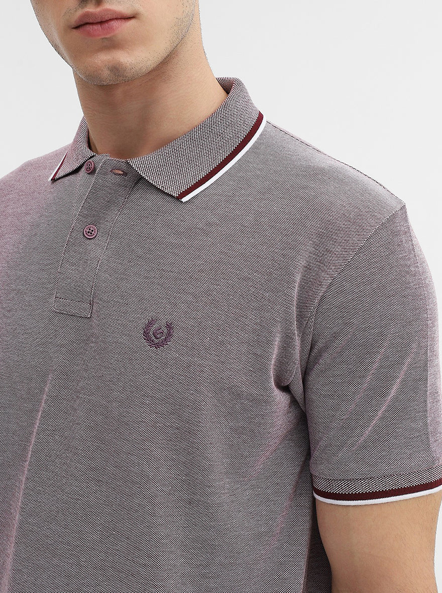 Light Purple Solid Slim Fit Polo T-Shirt | Greenfibre