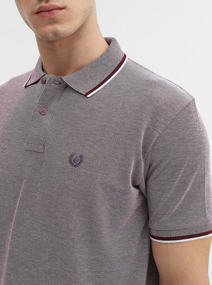 Light Purple Solid Slim Fit Polo T-Shirt | Greenfibre