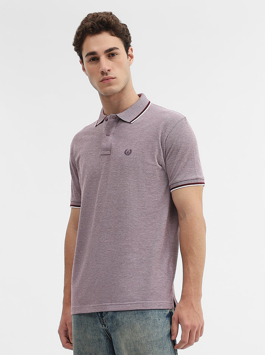 Light Purple Solid Slim Fit Polo T-Shirt | Greenfibre