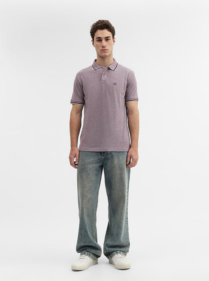 Light Purple Solid Slim Fit Polo T-Shirt | Greenfibre