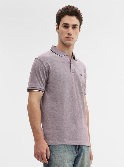 Light Purple Solid Slim Fit Polo T-Shirt | Greenfibre