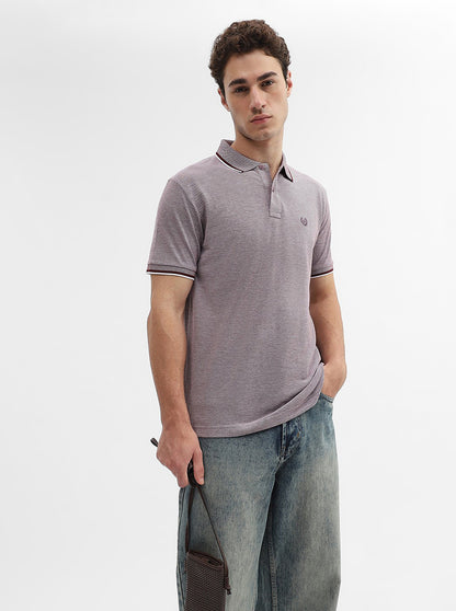 Light Purple Solid Slim Fit Polo T-Shirt | Greenfibre