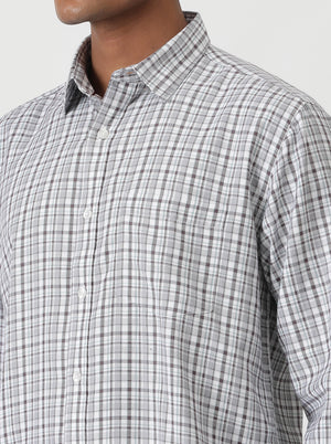 Grey Checked Smart Fit Semi Casual Shirt | Greenfibre