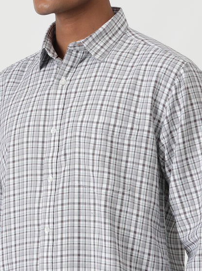 Grey Checked Smart Fit Semi Casual Shirt | Greenfibre