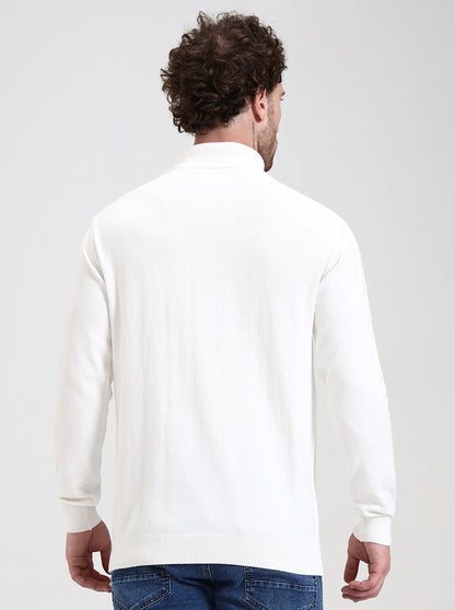 White Solid Slim Fit Winter T-Shirt | JadeBlue