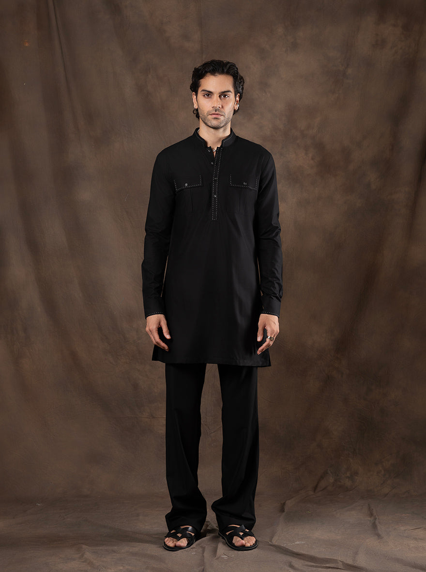 Black Embroidered  Kurta Pajama | Virasana
