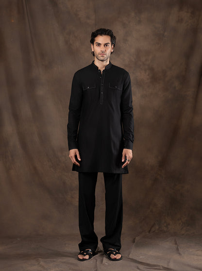 Black Embroidered  Kurta Pajama | Virasana