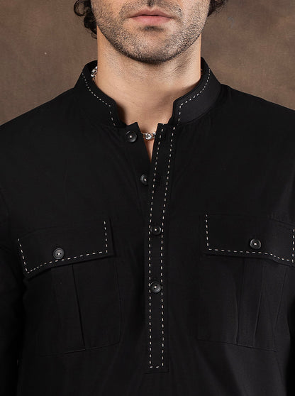 Black Embroidered  Kurta Pajama | Virasana