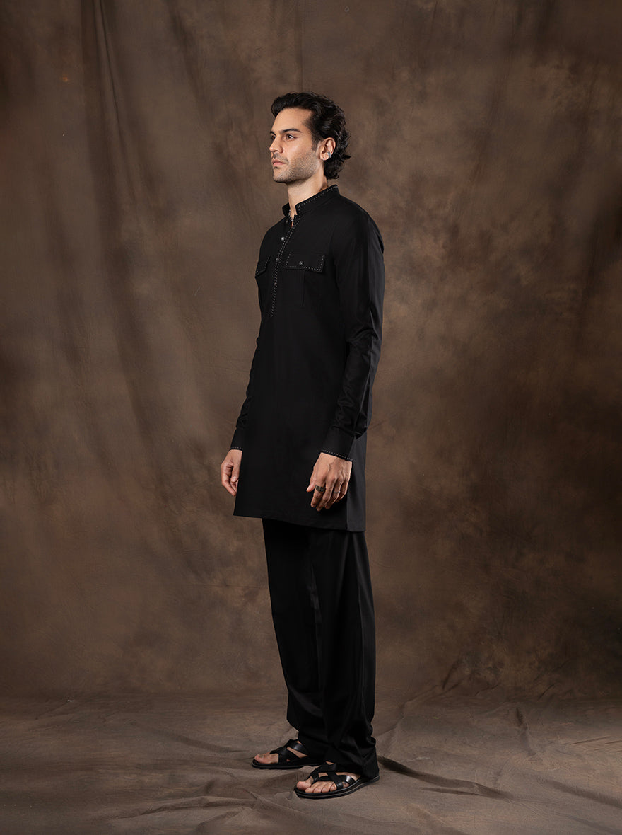 Black Embroidered  Kurta Pajama | Virasana
