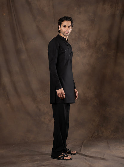 Black Embroidered  Kurta Pajama | Virasana