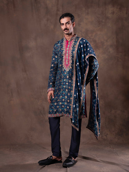 Blue Printed  Kurta Pajama | TULA