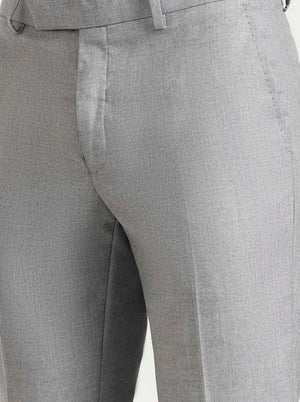 Light Grey Solid Slim Fit Formal Trouser | Greenfibre