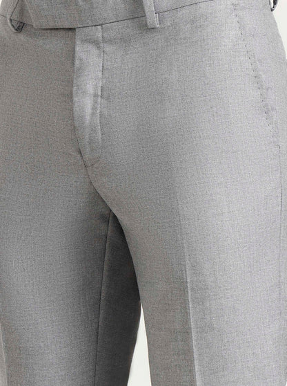 Light Grey Solid Slim Fit Formal Trouser | Greenfibre