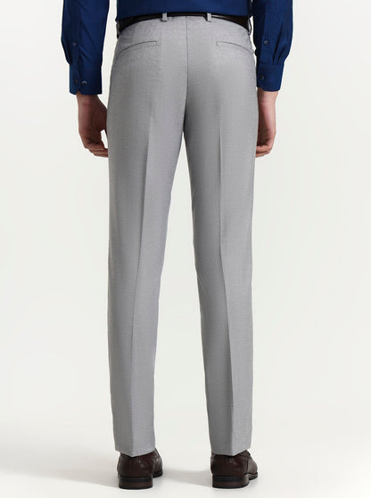 Light Grey Solid Slim Fit Formal Trouser | Greenfibre