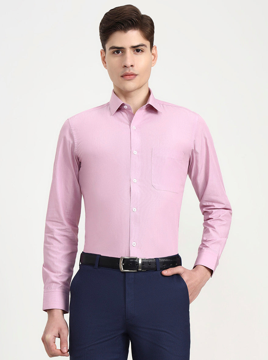 Pink Solid Regular Fit Formal Shirt | JadeBlue