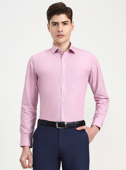 Pink Solid Regular Fit Formal Shirt | JadeBlue