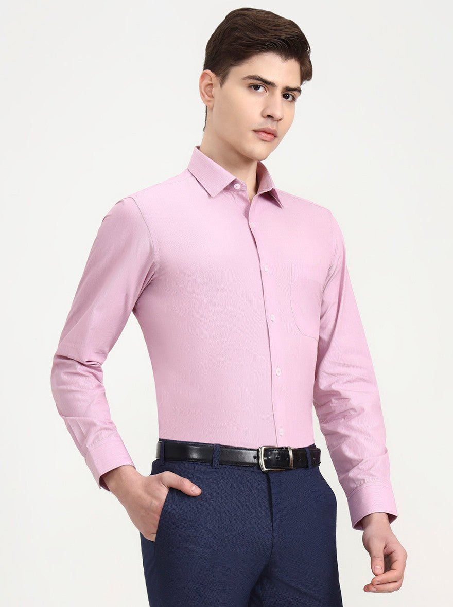 Pink Solid Regular Fit Formal Shirt | JadeBlue