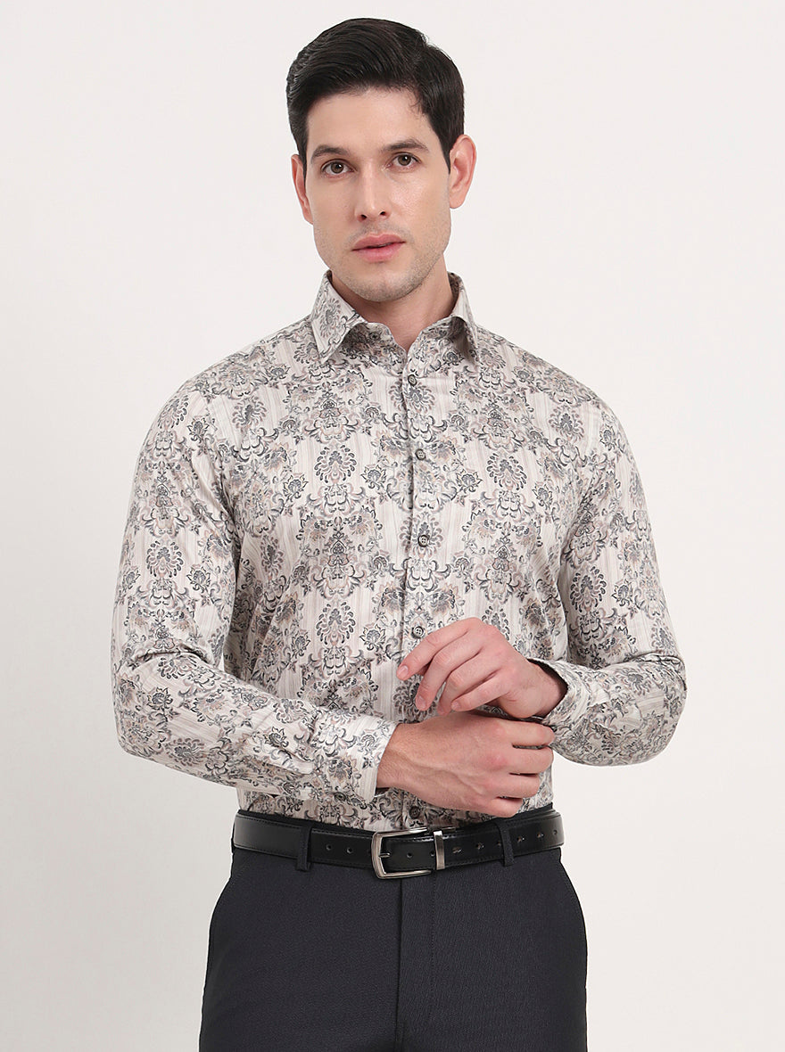 Black Printed Slim Fit Party Wear Shirt | Wyre