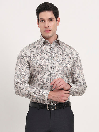 Black Printed Slim Fit Party Wear Shirt | Wyre