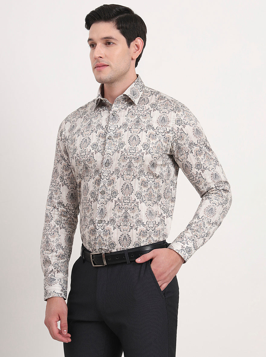 Black Printed Slim Fit Party Wear Shirt | Wyre