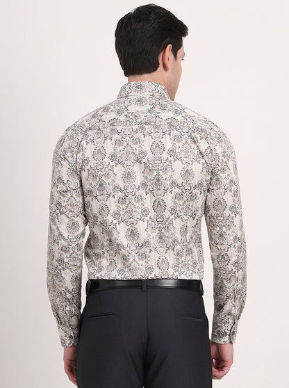 Black Printed Slim Fit Party Wear Shirt | Wyre