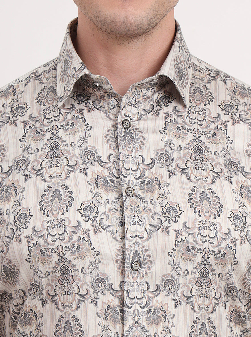 Black Printed Slim Fit Party Wear Shirt | Wyre