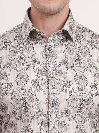Black Printed Slim Fit Party Wear Shirt | Wyre