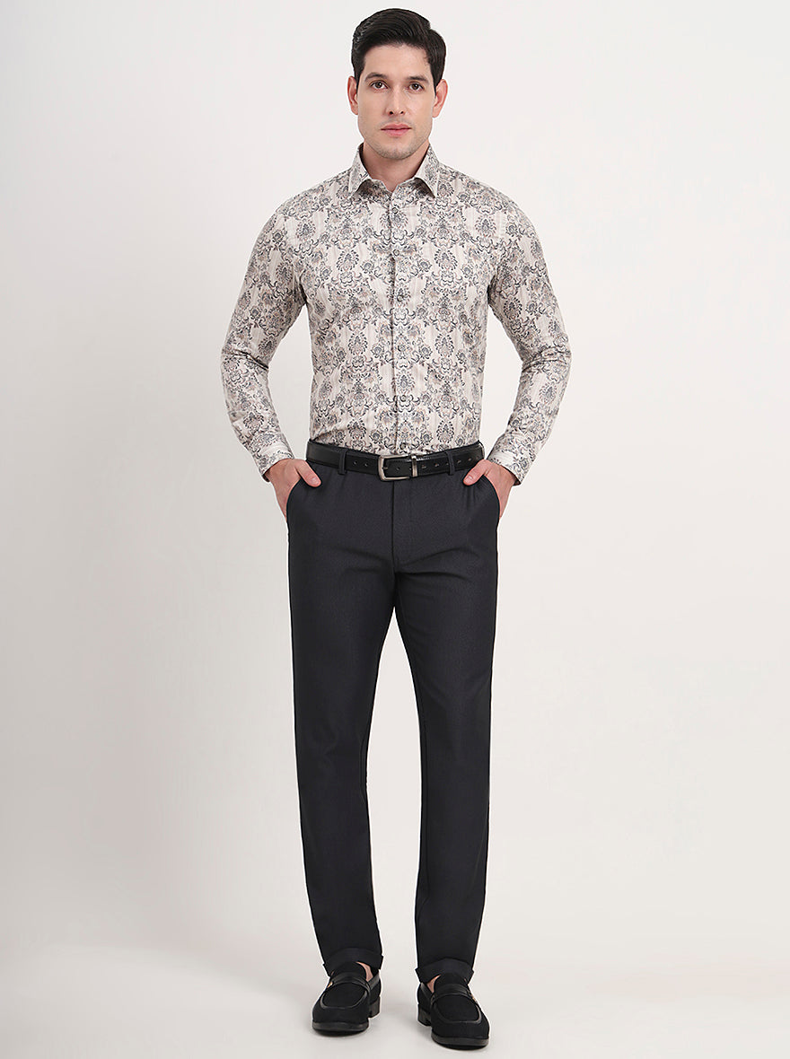 Black Printed Slim Fit Party Wear Shirt | Wyre