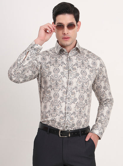Black Printed Slim Fit Party Wear Shirt | Wyre