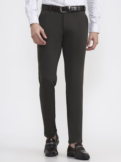Olive Grey Solid Slim Fit Club Wear Trouser | Wyre