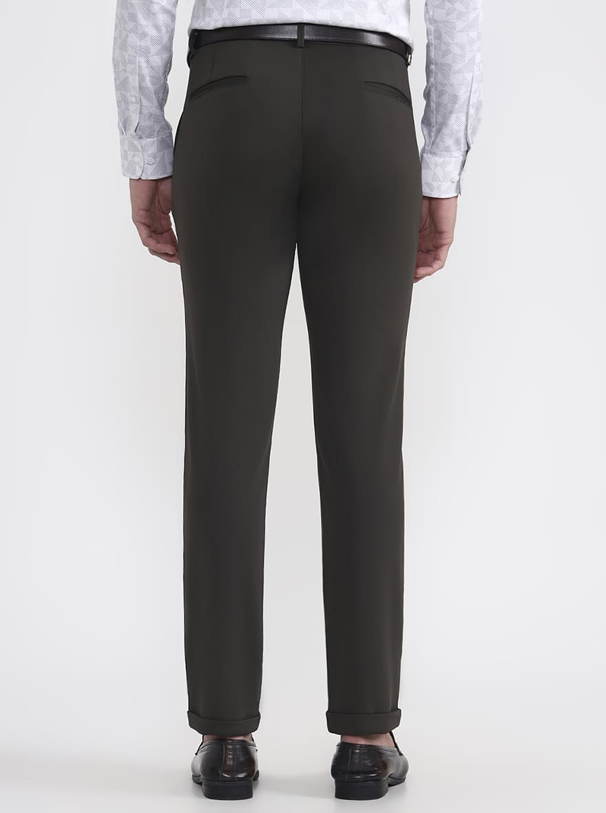 Olive Grey Solid Slim Fit Club Wear Trouser | Wyre
