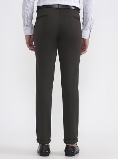 Olive Grey Solid Slim Fit Club Wear Trouser | Wyre