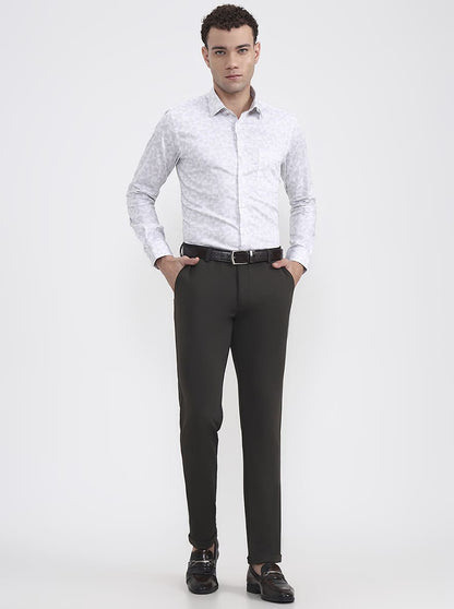 Olive Grey Solid Slim Fit Club Wear Trouser | Wyre