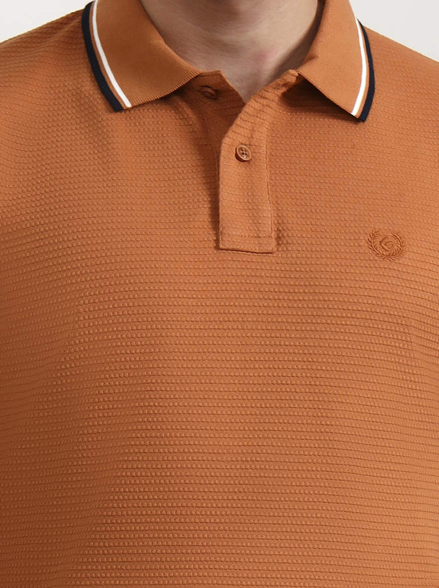 Orange Solid Slim Fit Polo T-Shirt | Greenfibre