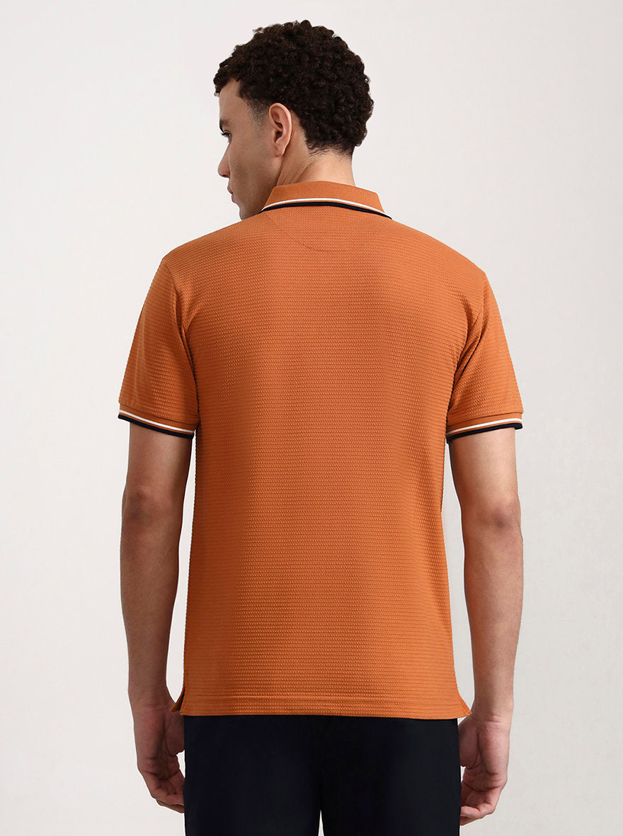 Orange Solid Slim Fit Polo T-Shirt | Greenfibre