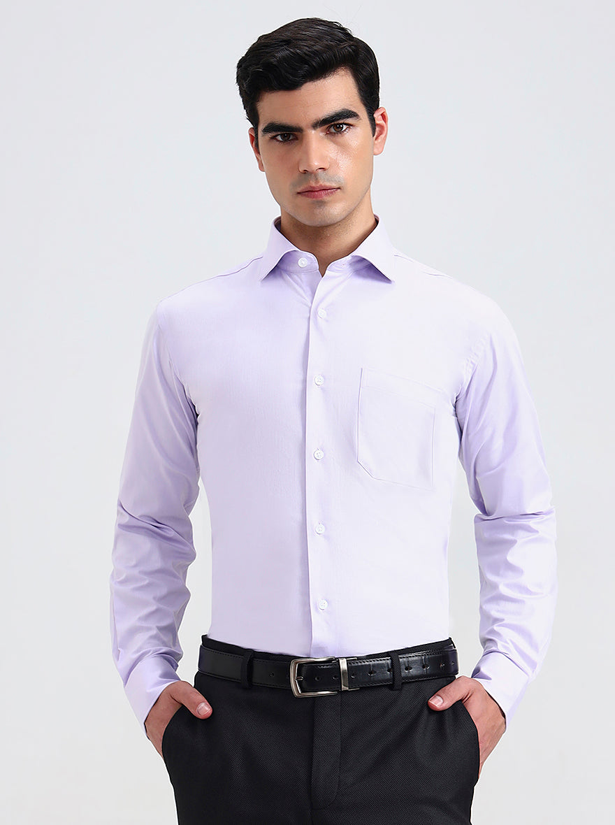 Purple Solid Slim Fit Formal Shirt | Metal