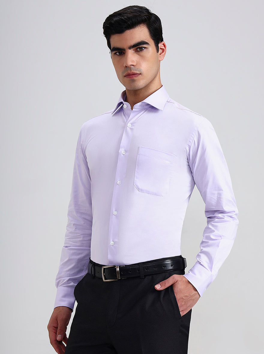 Purple Solid Slim Fit Formal Shirt | Metal