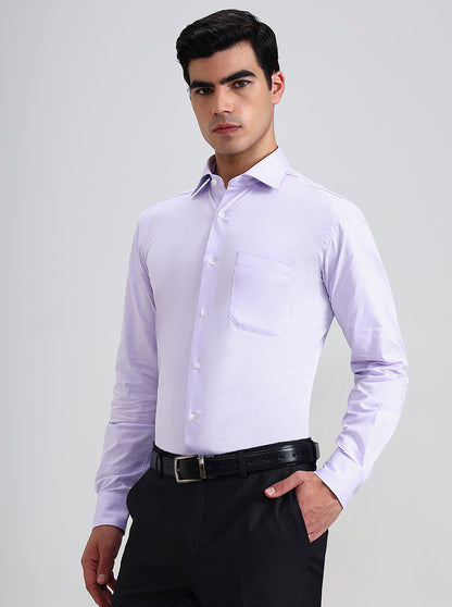 Purple Solid Slim Fit Formal Shirt | Metal