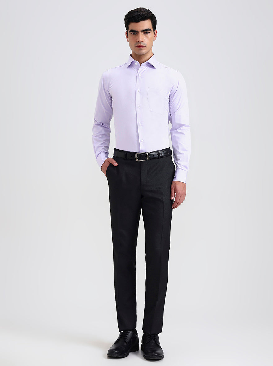 Purple Solid Slim Fit Formal Shirt | Metal