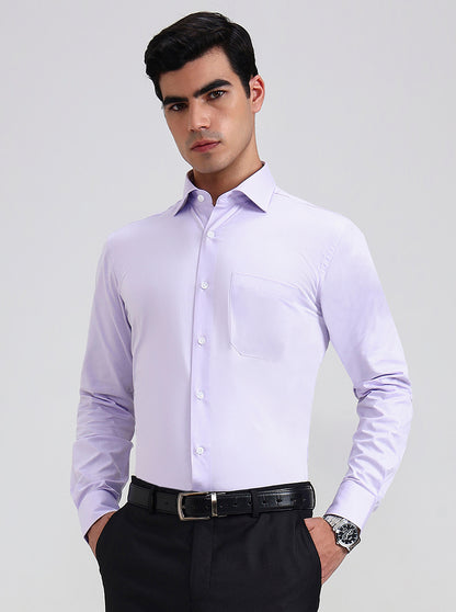 Purple Solid Slim Fit Formal Shirt | Metal