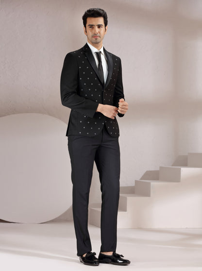 Black Printed Suit | JadeBlue
