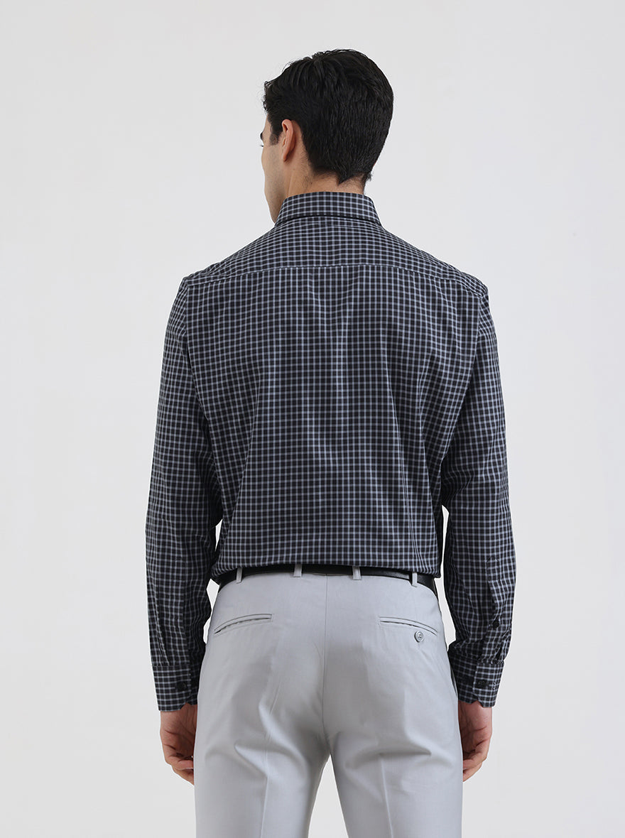 Grey Checked Regular Fit Formal Shirt | JadeBlue