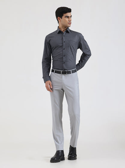 Grey Checked Regular Fit Formal Shirt | JadeBlue