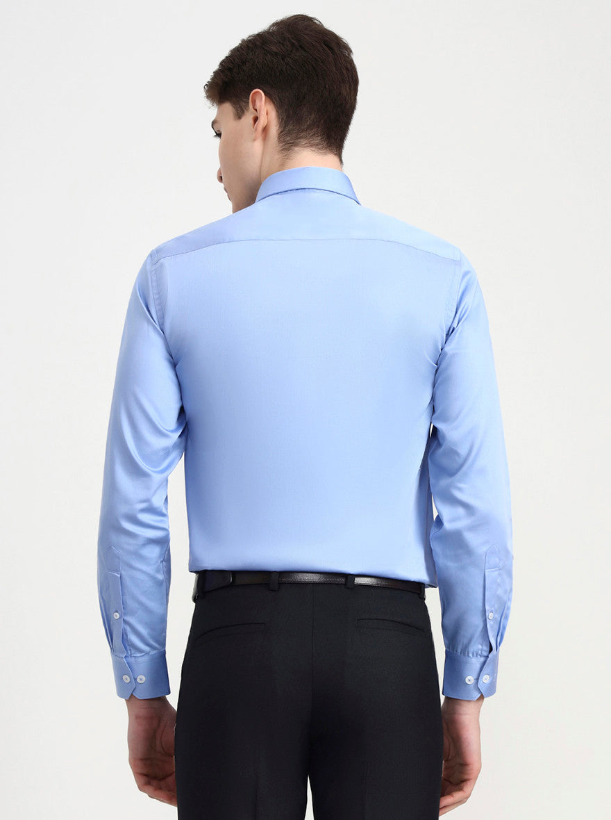 Blue Solid Regular Fit Formal Shirt | JadeBlue