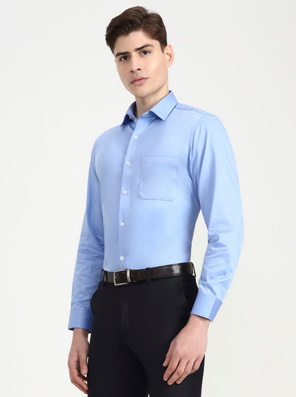Blue Solid Regular Fit Formal Shirt | JadeBlue