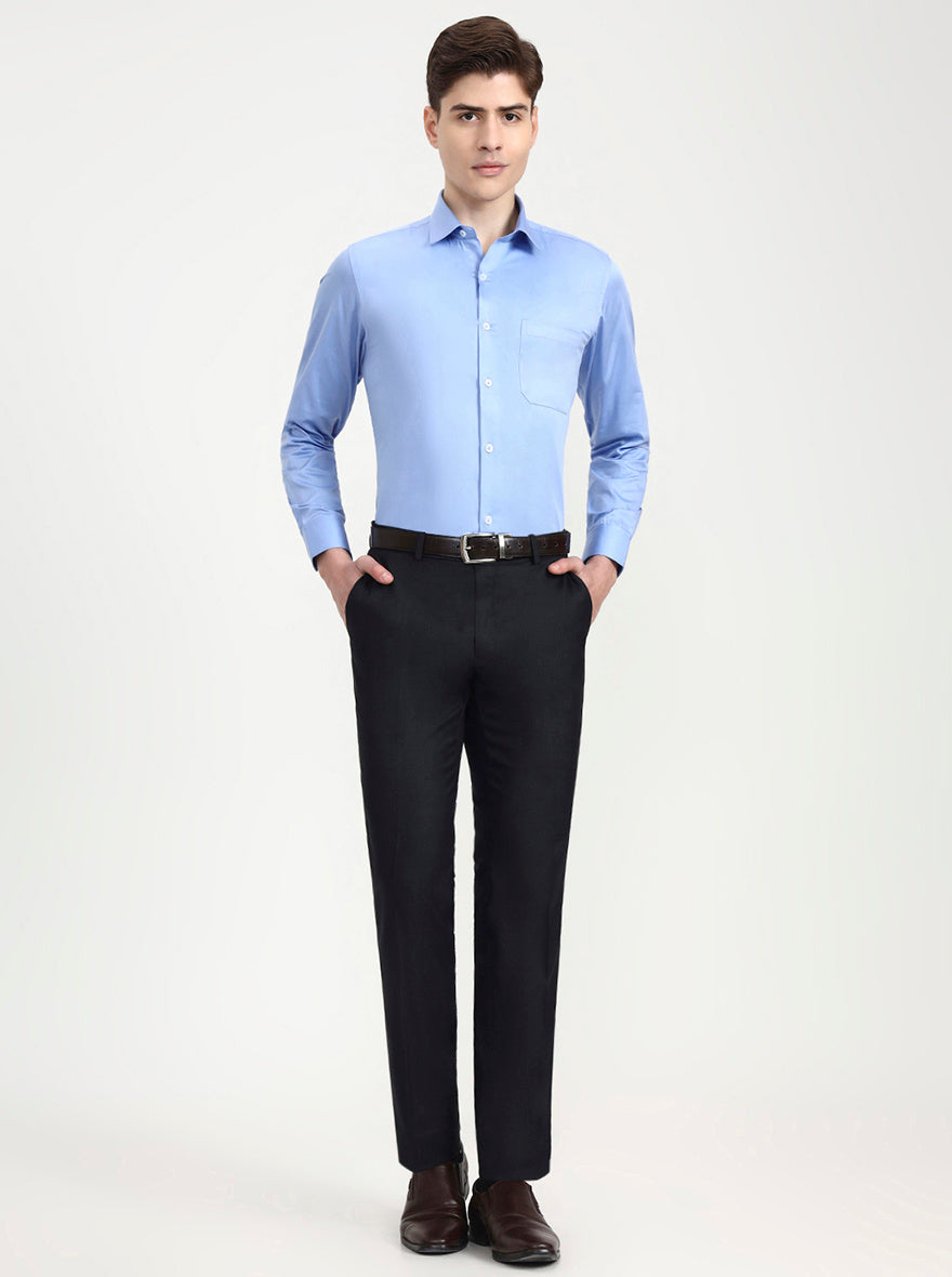 Blue Solid Regular Fit Formal Shirt | JadeBlue