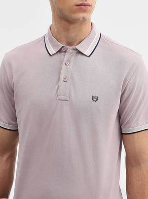 Lavender Solid Slim Fit Polo T-Shirt | JadeBlue